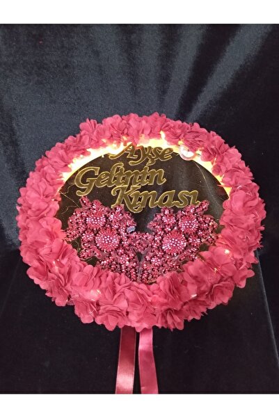 Kişiye Özel Led Işıklı Şeffaf Tef, Aplike Süslü Lazer Güllü Deri Tef, Gelin Tefi, Kına Gecesi Tefi