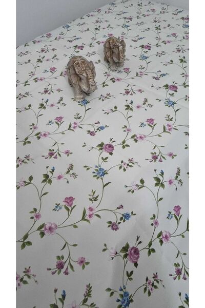 CLK Home Flower Patterned Lined Wipeable PVC Oilcloth Plastic Tablecloth