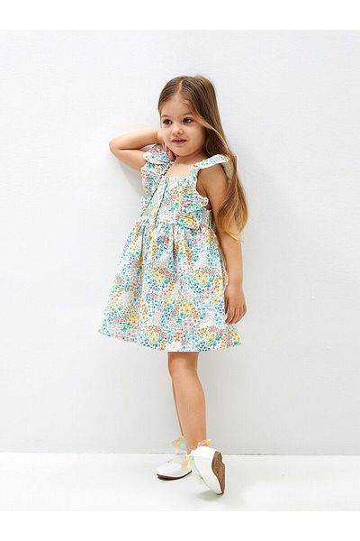 LC Waikiki Square Collar Patterned Baby Girl Dress