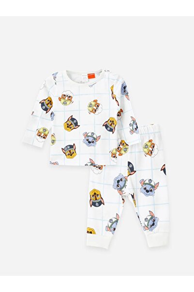 LC Waikiki طقم بيجامة للأطفال الرضع برقبة دائرية وأكمام طويلة مطبوع عليه باو ...