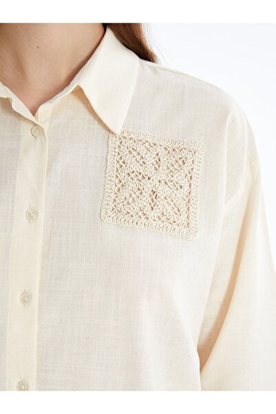 LC Waikiki Dámská tunika s plátěným vzhledem Oversize - LCW Crochet Detailed