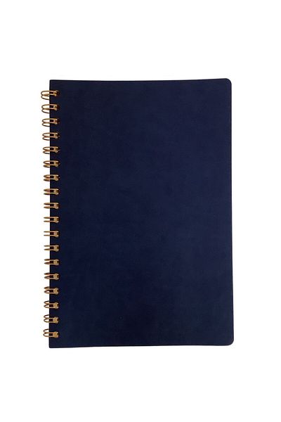 blume Navy Blue 16*24 Cm Lined Spiral Thermo Leather Notebook with Flexible Cover