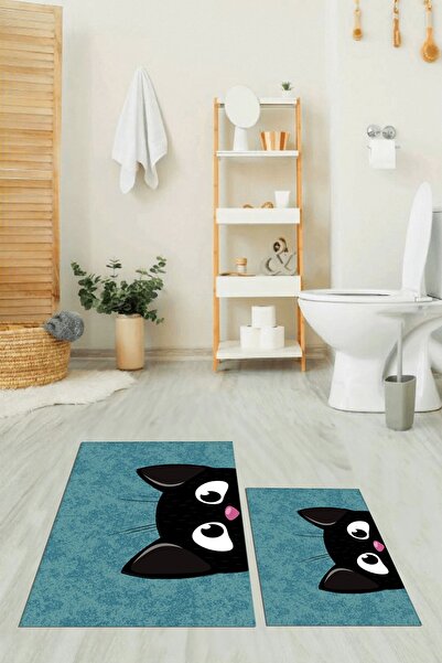 EY HOME με τύπωμα Σετ τουαλέτας με αντιολισθητικό χαλάκι μπάνιου με σχέδιο γά...