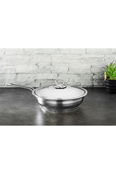 Hascevher Gastro Çelik Tava 26x7 cm - Çelik Kapaklı