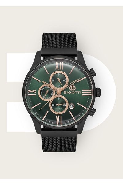 Bigotti 5 ATM Waterproof Mesh Cord Men's Wrist Watch
