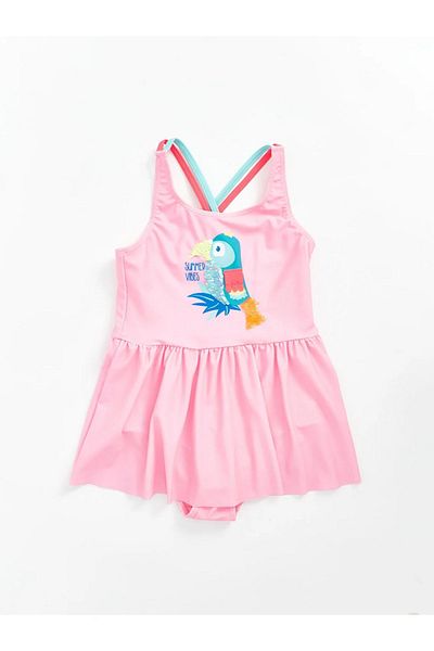 LC Waikiki LCW Kids - Γυναικείο μαγιό με στάμπα Quick Dry με φούστα WAIKINAİ