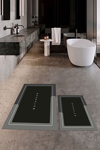 EY HOME Ψηφιακό σετ τουαλέτας με ψηφιακή επιγραφή μπάνιου, αντιολισθητικό, που πλένεται, με τύπωμα