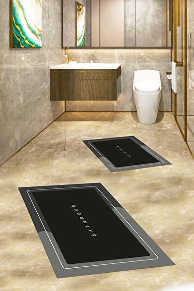 EY HOME Ψηφιακό σετ τουαλέτας με ψηφιακή επιγραφή μπάνιου, αντιολισθητικό, που πλένεται, με τύπωμα