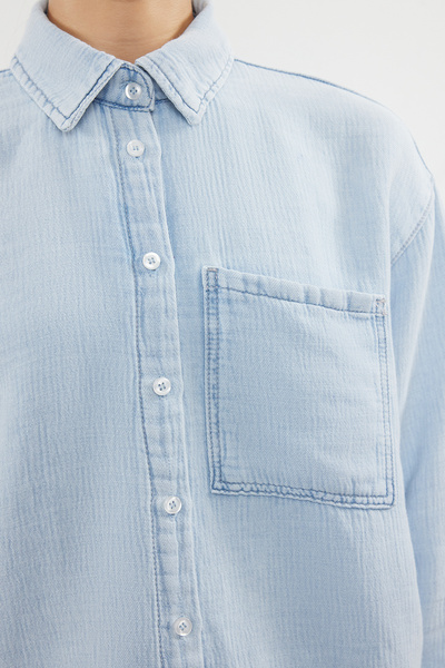 Trendyol Collection Oversize kék farmer ing - TWOAW25GO00000