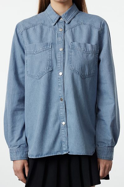 Edit by Trendyol ReGular Fit Blue Denim Shirt - TEDAW25GO00022