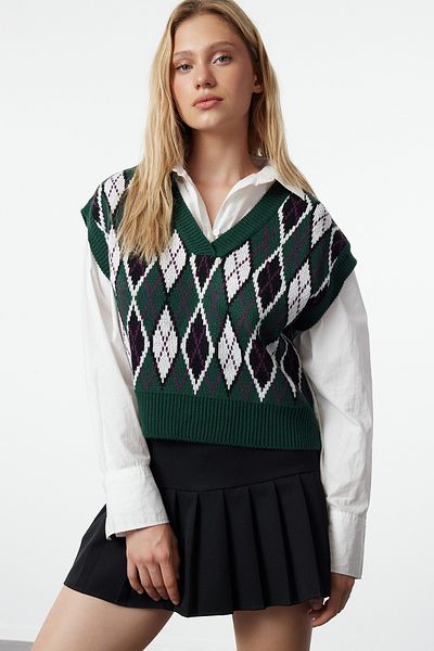 Trendyol Collection Wide Fit Petrol Knitwear Sweater - Twoaw22Bz0048