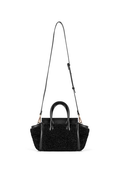 Twist Leather Mix Plush Bag - SUNİ