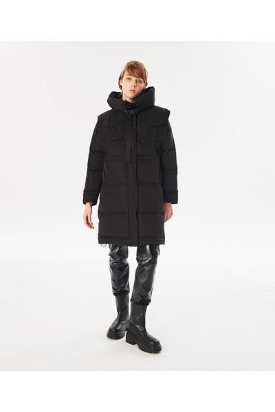 Twist Black Long Puffer Coat
