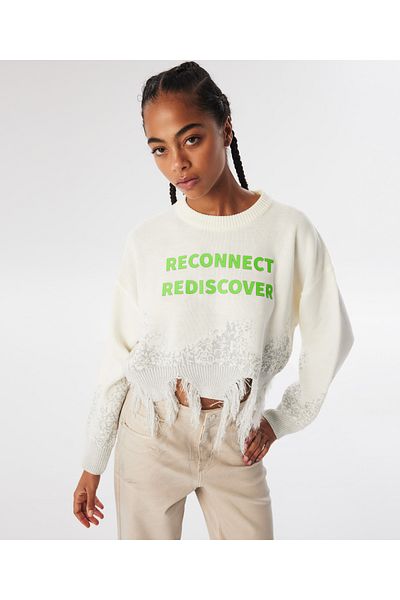 Twist Silver Colored Knitwear Sweater