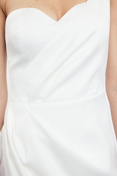 Trendyol Collection White Satin Woven Stylish Evening Dress Night Graduation Dress Tprss24El00289