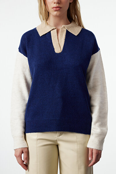 Trendyol Collection Pulover din tricotaje moale bej blocat de culoare - TWOAW25KZ00222