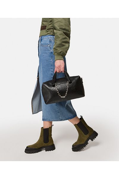 Twist Leather Look Bag with Chain Accessories