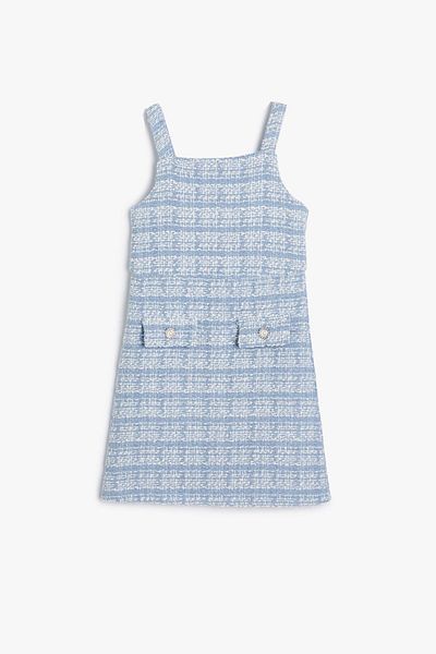 Koton Trägerkleid aus Tweed für Mädchen – Perlmuttknopfdetail