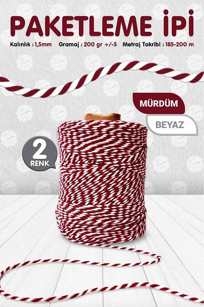 t tuğset etiket 200 Mt-kp087 Packing and Binding Rope - Plum White Double Color Set