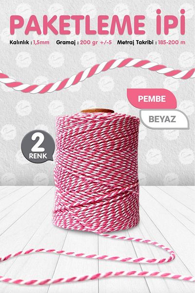 t tuğset etiket Pink White Colored 200Mt-kp145 Packaging and Binding Rope