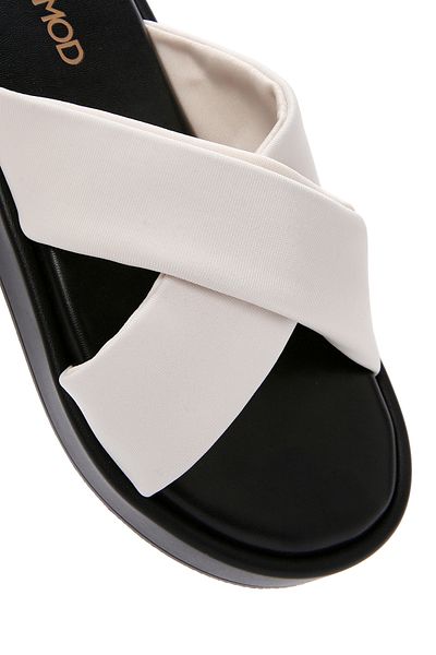 Derimod Beige Thick Soled Women's Slippers - 24sfe48046f