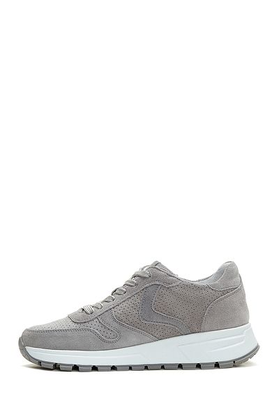 Derimod Gray Suede Leather Women's Sneakers - Lace-up, 24sfd420010