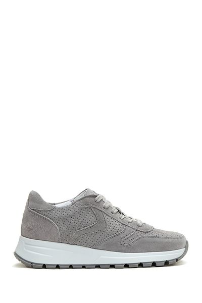 Derimod Gray Suede Leather Women's Sneakers - Lace-up, 24sfd420010