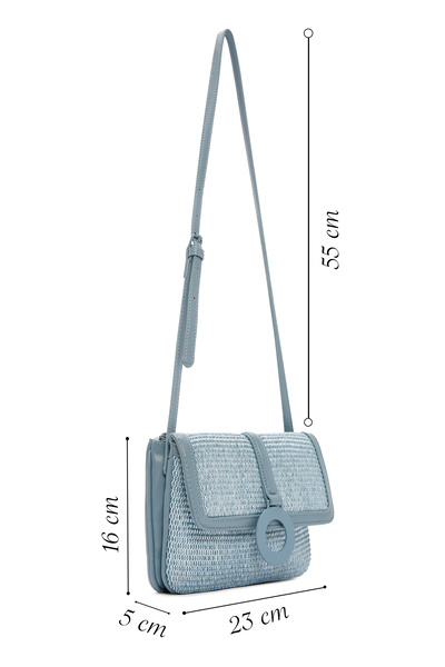 Derimod Blue Straw Long Crossbody Bag - Women's 24SBD2539M7