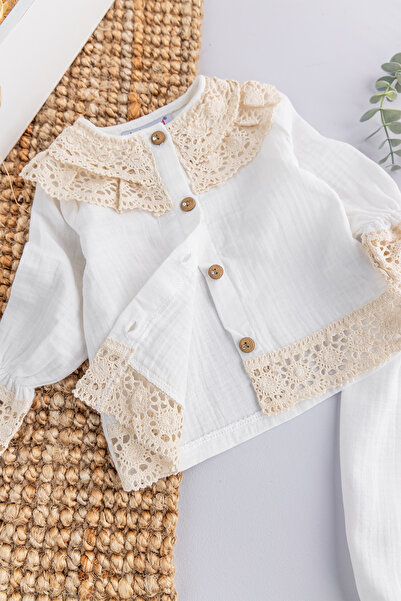 Babymod Lace Collar Detailed 2-Piece Baby Girl Set Top and Bottom Baby Set