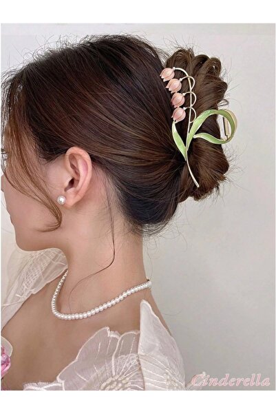 Cinderella Cataramă metalică pentru femei - Design floral cu lalele roz, clem...