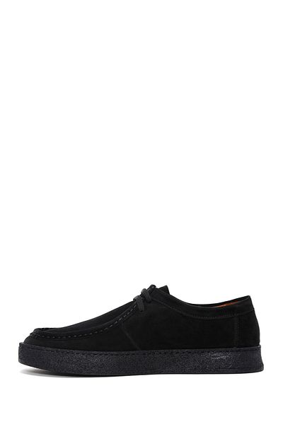 Derimod Black Suede Leather Men's Casual Shoes - Lace-up, 24sfd 630810