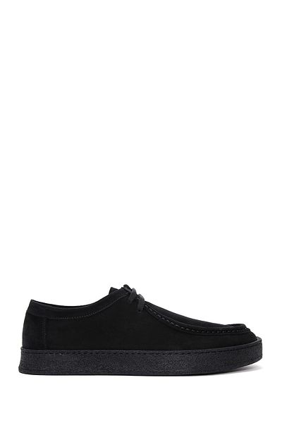 Derimod Black Suede Leather Men's Casual Shoes - Lace-up, 24sfd 630810