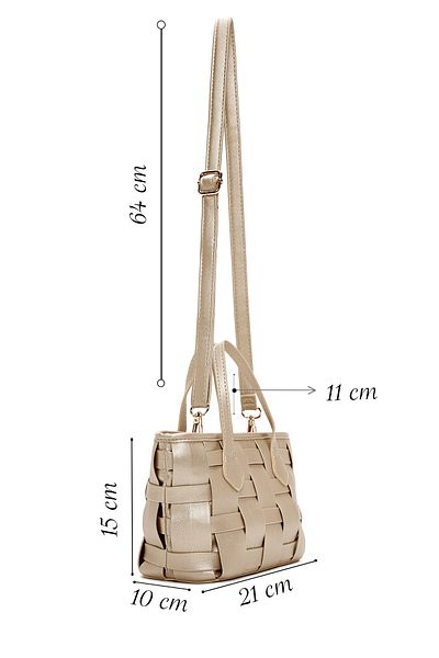 Derimod Gold Colored Long Strap Knitted Patterned Crossbody Bag - 24sbd 260029