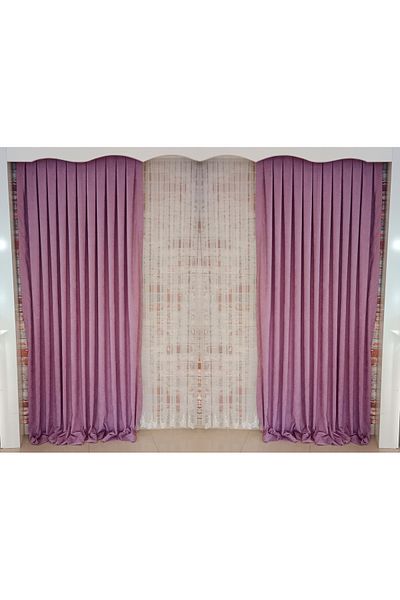 FİGENSİ Fuchsia Velvet Curtain - Double Blades, 1/3 Close Pleated, Sewn V-29