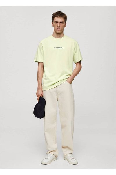 MANGO Man T-shirt z nadrukiem, wykonany w 100% z bawełny