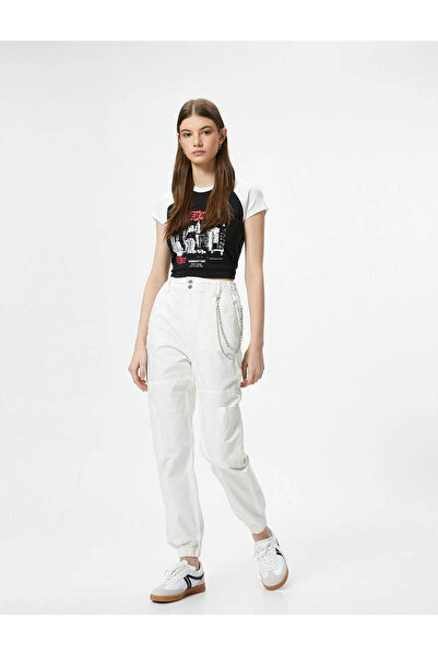 Koton Women's Off-White Trousers - 4sal40003mw