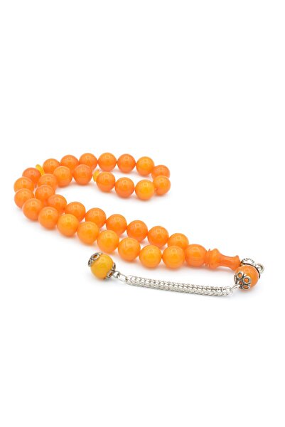 Murty99 Mărgele de rugăciune din chihlimbar galben placat cu argint