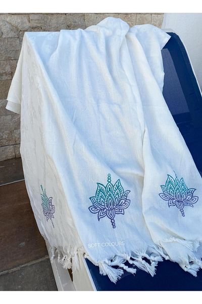 Soft Colours Φυσικό Bamboo Peshtemal 100x180 cm - Παραδοσιακό Ξύλο εμπριμέ