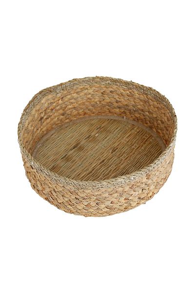 KANCAEV السلة مصنوعة يدوياً من مادة خوص مستديرة وطبيعية وخاصة. كبير، القطر: 32 سم.