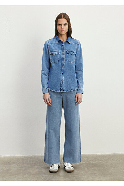 Mavi Gabriela Classic Denim Vintage İndigo Mavisi Jean Gömlek Fitted / Vücuda Oturan Kesim 1210794-87200