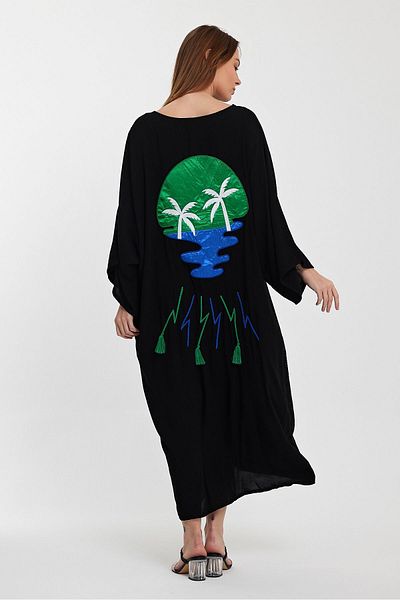 Denismoda Rochie cămașă cu broderie și imprimeu la spate