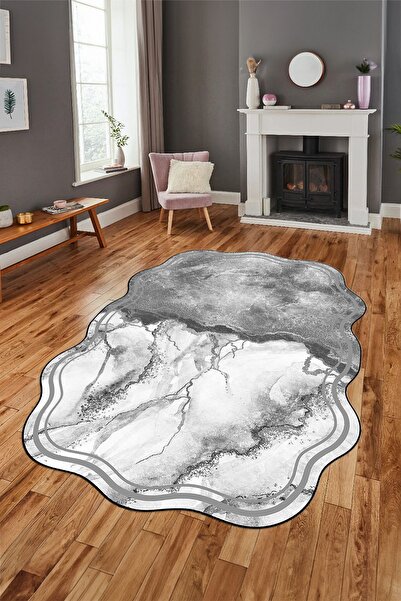 EY HOME Ψηφιακό χαλί σαλονιού με τύπωμα με αντιολισθητική βάση, πλενόμενο με μαρμάρινο σχέδιο, κομμένο με λέιζερ