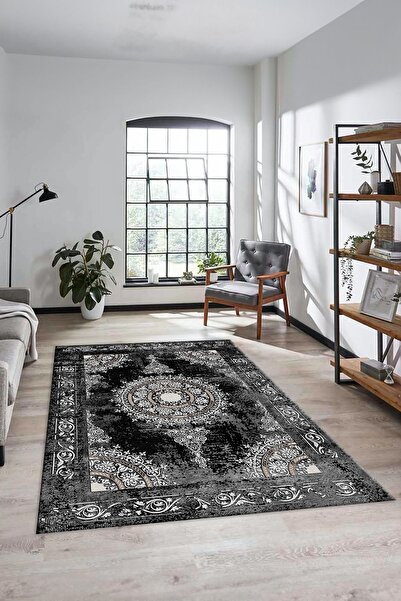 EY HOME Göbekli Klasik Desen Dijital Kaymaz Taban Yıkanabilir Yolluk Mutfak S...