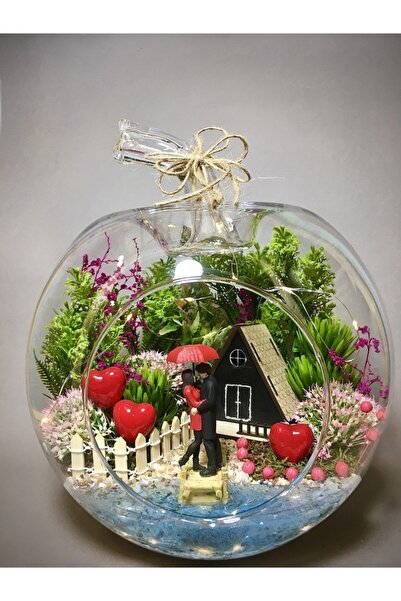 Favori Çiçek Özel Tasarım 3d Sevgili Figürlü Işıklı Teraryum