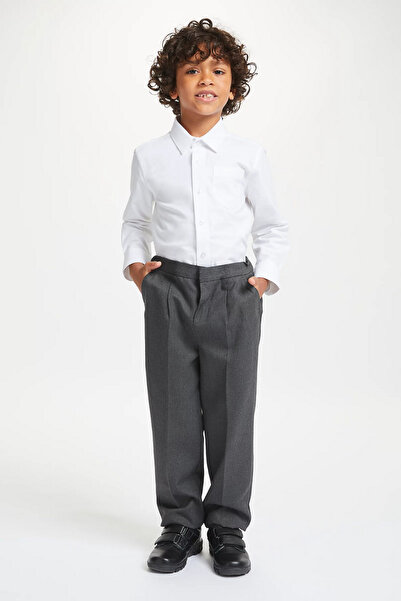 OKULCUBABA Сиви еластични удобни детски панталони за средно училище и училище