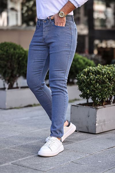 comstar Pantaloni slim fit pentru bărbați, cu talie înaltă, albastru