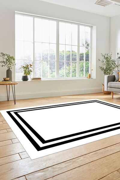 EY HOME Frame Pattern Digital Printed Non-Slip Base Washable Runner Kitchen L...
