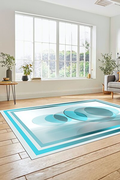 EY HOME Çerçeve Desen Dijital Baskılı Kaymaz Taban Yıkanabilir Yolluk Mutfak Salon Halısı