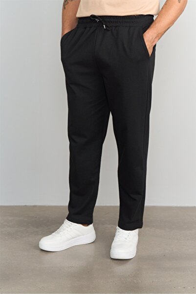 SERAZAT Καλοκαιρινό μαύρο αθλητικό παντελόνι - Άνετο κοψίματος, 100% βαμβάκι, λύκρα, χωρίς μωροπίτες