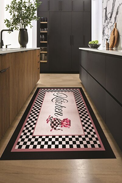 EY HOME Dijital Baskılı Kaymaz Taban Yıkanabilir Kitchen Yazılı Yolluk Mutfak...